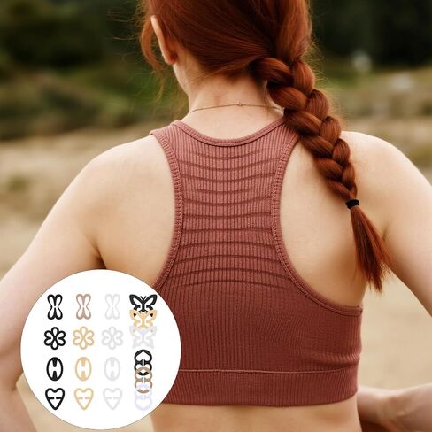 18Pcs Bra Strap Clips, Bra Clips to Make Racerback, Anti-Slip Bras Straps Holder Adjuster for Women's Bras Full Cup(Black, White, Beige) in Saudi Arabia