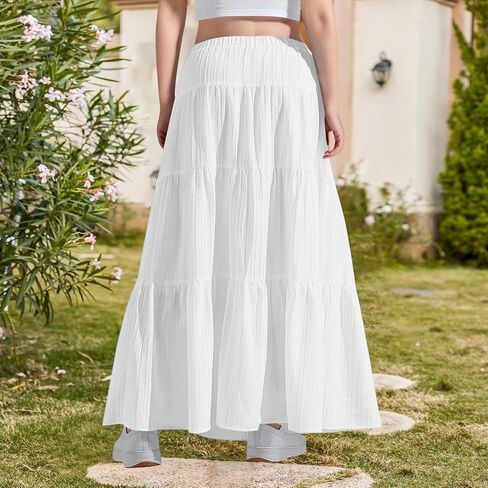 Girls Maxi Skirt Boho غير الرسمي متدرج عالي الخصر خط تنورة طويلة تتدفق الأطفال الصيف الصيف أرجوحة الطول تنانير الرباط in Saudi Arabia