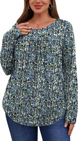 WIHOLL Long Sleeve Shirts for Women Pleated Fall Tops Crewneck Casual Tunic Tops to Wear with Leggings Fashion Clothing in Saudi Arabia