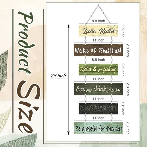 Hotop Lake Rule Wall Signs Lake House Decor Rustic Vintage Wall Art Lake House Gifts Metal Sign Lakeside Hanging Lake Life Decor for Kitchen Farmhouse Home Decoration in Saudi Arabia