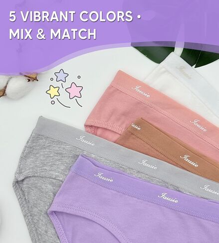 Girls Cotton Underwear 5-Pack | Organic Briefs with Tag-Free Soft Waistband for Teens 10-16 Years (Sizes 10-16) in Kuwait