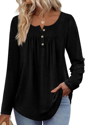 WIHOLL Long Sleeve Shirts for Women Fall Outfits 2025 Crewneck Casual Tunic Tops Trendy Blouses Fashion Clothing in Saudi Arabia