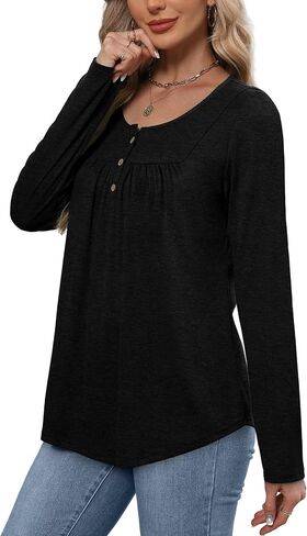 WIHOLL Long Sleeve Shirts for Women Fall Outfits 2025 Crewneck Casual Tunic Tops Trendy Blouses Fashion Clothing in Saudi Arabia