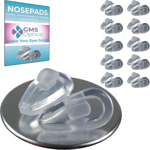 GMS Optical 2.8mm Extra-Thick/13mm Short Length - Slide-in Air Bag Tear Drop Nose Pads, Super Soft Silicone Eyeglass Nose Pads to Keep Glasses from Sliding, for Glasses Nose pad Replacement (5 Pair) in Saudi Arabia