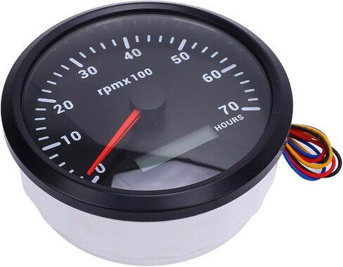 110 ملم مقياس سرعة الدوران البحري قارب RPM Gauge Backlight DC 9-32V 7000 دورة في الدقيقة مع متر ساعة لليخوت RV Truck (DIAL Black Black Bezel CXA009B) in Kuwait