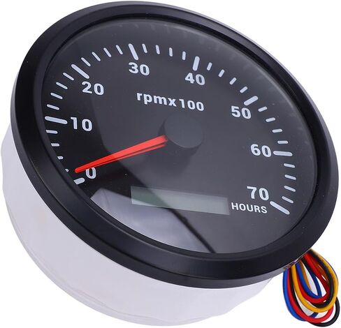 110 ملم مقياس سرعة الدوران البحري قارب RPM Gauge Backlight DC 9-32V 7000 دورة في الدقيقة مع متر ساعة لليخوت RV Truck (DIAL Black Black Bezel CXA009B) in Kuwait