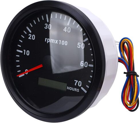 110 ملم مقياس سرعة الدوران البحري قارب RPM Gauge Backlight DC 9-32V 7000 دورة في الدقيقة مع متر ساعة لليخوت RV Truck (DIAL Black Black Bezel CXA009B) in Kuwait