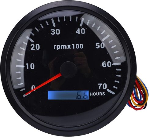 110 ملم مقياس سرعة الدوران البحري قارب RPM Gauge Backlight DC 9-32V 7000 دورة في الدقيقة مع متر ساعة لليخوت RV Truck (DIAL Black Black Bezel CXA009B) in Kuwait