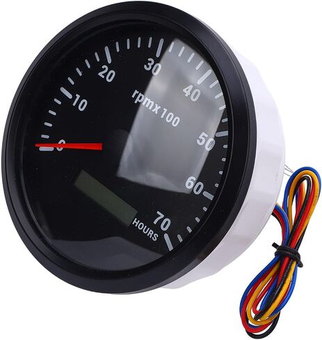 110 ملم مقياس سرعة الدوران البحري قارب RPM Gauge Backlight DC 9-32V 7000 دورة في الدقيقة مع متر ساعة لليخوت RV Truck (DIAL Black Black Bezel CXA009B) in Kuwait