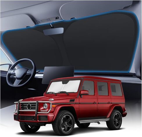 KUST Custom Fit Sun Shade for 1990-2018 Mercedes G W463 G550 G55 G63 G65 Accessories(Not for 2019-2021 Mercedes Benz G Class)Car Windshield Sunshade Window Sun Visor Protector Foldable Blocks UV Rays in Saudi Arabia