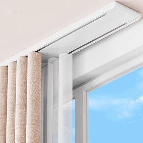 Double Row Curtain Track Ceiling Mounted, Silent Heavy Duty Curtain Track System, Sliding Rails for Curtains, Room Divider for Bedroom Living Room Hospital,White,5.9m(19.4ft) in Saudi Arabia