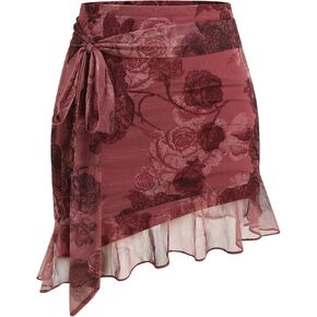 CIDER Chiffon High Waist Floral Knotted Mini Skirt in Saudi Arabia