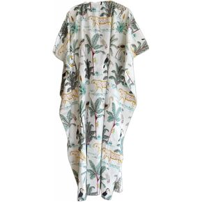 INDACORIFY 100% Cotton Kaftan Dress, Floral Printed Women Dressmaking, Handmade Indian Long Kaftan Suit, Beautiful Beach in Saudi Arabia