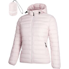 Women's Packable Puffer Jacket Hooded LightWeight Down Coat Winter Windproof Warm Quilted Short in Kuwait