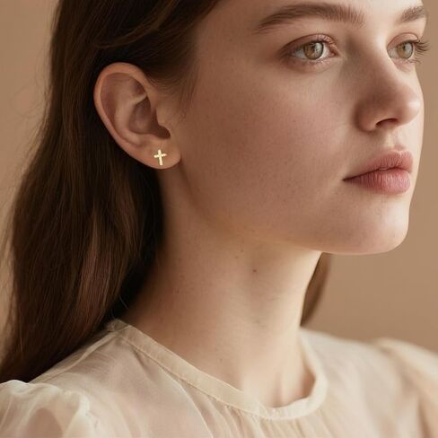 Sluynz Solid 925 Sterling Silver Cross Arrings stud for Women Teens Small Cz Stud أقراط in Saudi Arabia