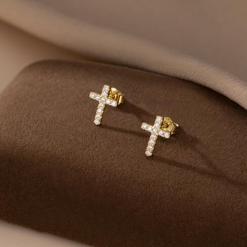 Sluynz Solid 925 Sterling Silver Cross Arrings stud for Women Teens Small Cz Stud أقراط in Saudi Arabia