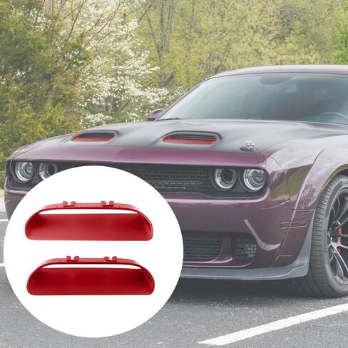 Car Hood Air Vent Hood Scoop Front Side Air Vent Cover Hood Bezels and Accessories Compatible with Dodge Challenger Redeye 2019-2020, Replace 68378080Ab, 68378081Ab, Red in Saudi Arabia