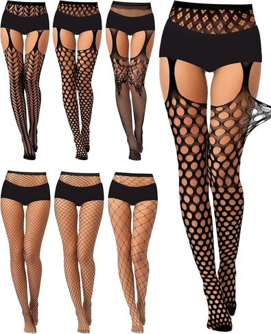 Geyoga 6 Pairs Women Fishnet Stockings Thigh High Garter Suspender Pantyhose Lingerie Gift in Saudi Arabia