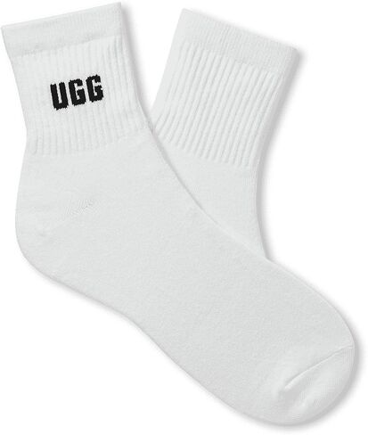 UGG Women's Quinlin Logo Quarter 2 Pack Sock, White/Black, O/S in Saudi Arabia