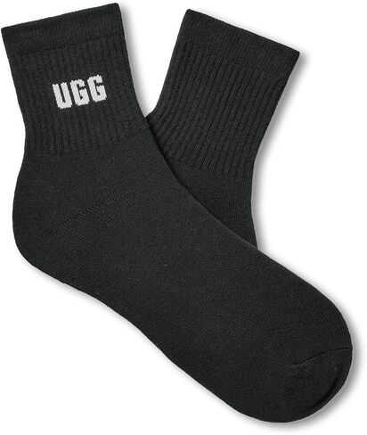 UGG Women's Quinlin Logo Quarter 2 Pack Sock, White/Black, O/S in Saudi Arabia