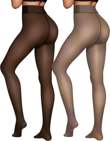 طارق Jtanib مبطنة لباس ضيق نساء 2 حزمة ، وجبات جوارب طويلة دافئة شفافة شتاء شتاء سميكة الجوارب الحرارية in Kuwait