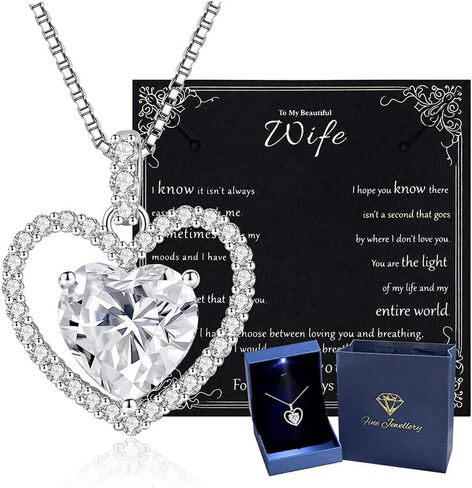 2CT Moissanite Heart Necklace Gifts for Women ، S925 Sterling Silver Jewelry for Wife ، عيد ميلاد الذكرى السنوية للزوجة لها ، هدايا المجوهرات لصديقتها ، أمي ، الذهب الذهب/الذهب الأبيض 18 ك. in Kuwait