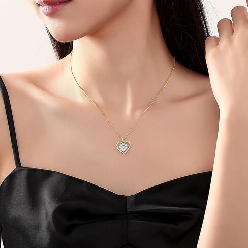 2CT Moissanite Heart Necklace Gifts for Women,S925 Sterling Silver Jewelry for Wife,Anniversary Birthday Present for Wife Women Her,Jewelry Gifts for Girlfriend,Mom,18K Gold/White Gold Filled in Saudi Arabia