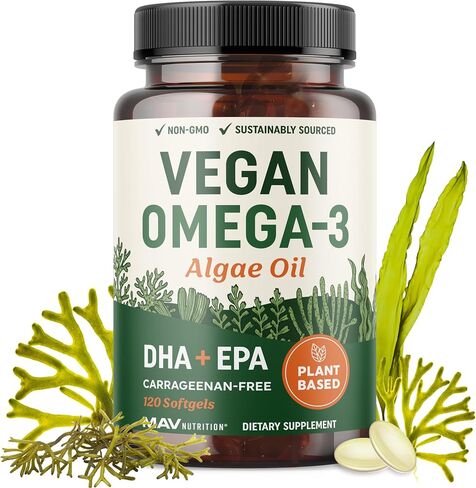Vegan Omega 3 Algae Oil | Plant Based DHA EPA | Sustainably Sourced, No Carrageenan, Non GMO | Heart, Brain, Eye & Joint Health | Fish Oil Alternative | Algae Oil Omega 3 Supplement | 60 Softgels in Saudi Arabia