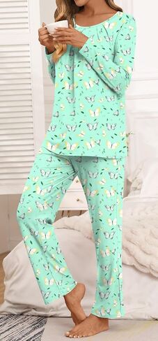 Anymeet Womens Pajama Set Long Sleeve 2 Piece Winter Ladies Sleepwear Soft PJs Comfy Lounge Sets with Pockets in Saudi Arabia