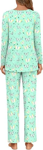 Anymeet Womens Pajama Set Long Sleeve 2 Piece Winter Ladies Sleepwear Soft PJs Comfy Lounge Sets with Pockets in Saudi Arabia