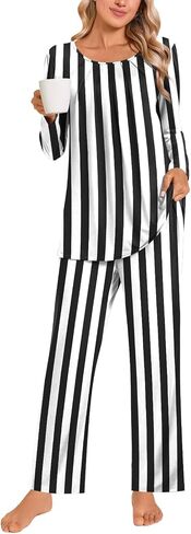 Anymeet Womens Pajama Set Long Sleeve 2 Piece Winter Ladies Sleepwear Soft PJs Comfy Lounge Sets with Pockets in Saudi Arabia