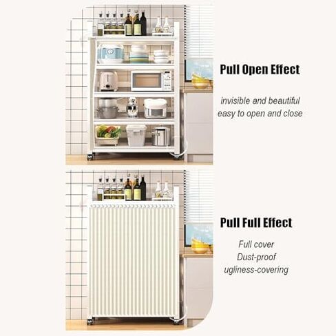 Beige Cabinet Curtains for Shelves, Dust-Proof Closet Curtain with Sliding Rail, Privacy Curtain for Kitchen, Wardrobe, Pantry & Laundry Room (80cm Track x H 120cm) in Saudi Arabia