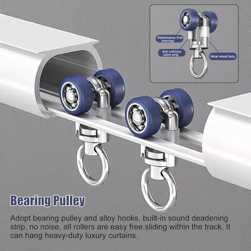Heavy Duty 15ft White Curtain Track System - Ceiling & Wall Mount, Perfect for Room Dividers & Bay Windows, Includes Curtain Rods & Fittings for Home Decor, Easy Installation in Saudi Arabia