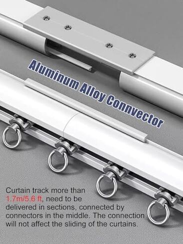 Heavy Duty 15ft White Curtain Track System - Ceiling & Wall Mount, Perfect for Room Dividers & Bay Windows, Includes Curtain Rods & Fittings for Home Decor, Easy Installation in Saudi Arabia