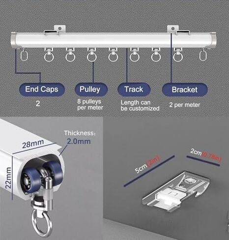 Heavy Duty 15ft White Curtain Track System - Ceiling & Wall Mount, Perfect for Room Dividers & Bay Windows, Includes Curtain Rods & Fittings for Home Decor, Easy Installation in Saudi Arabia