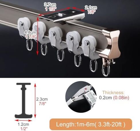 Blackout Bendable Curtain Track - Ceiling Mount, Flexible Straight & Curved Rod for Living Room, Bedroom, Patio, Room Divider with Silent Wheels (White, 2.0m/6.6ft) in Saudi Arabia