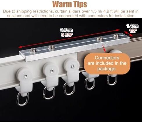 Blackout Bendable Curtain Track - Ceiling Mount, Flexible Straight & Curved Rod for Living Room, Bedroom, Patio, Room Divider with Silent Wheels (White, 2.0m/6.6ft) in Saudi Arabia