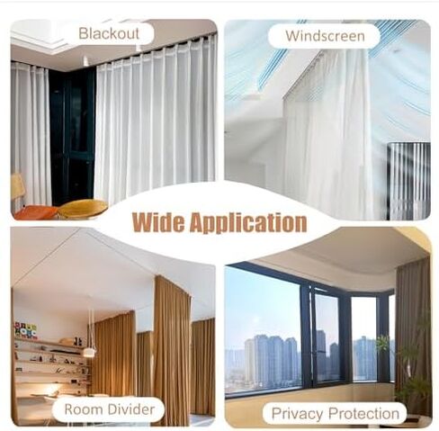 Blackout Bendable Curtain Track - Ceiling Mount, Flexible Straight & Curved Rod for Living Room, Bedroom, Patio, Room Divider with Silent Wheels (White, 2.0m/6.6ft) in Saudi Arabia