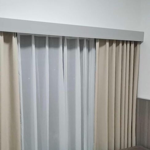 Modern Blackout Curtain Rod Cover with 2 Rails, Stylish Bedroom & Living Room Valance Pelmet, Versatile Curtain Track Box Decor for Hotels & Balconies, Grey 23ft (701cm) in Saudi Arabia