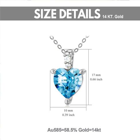 Sisgem 14k قلادة القلب الكريستالية الحقيقية للنساء ، أنا أحبك من كل قلبي 8mm crysal حب القلب قلادة الذهب هدية المجوهرات 18 " in Saudi Arabia
