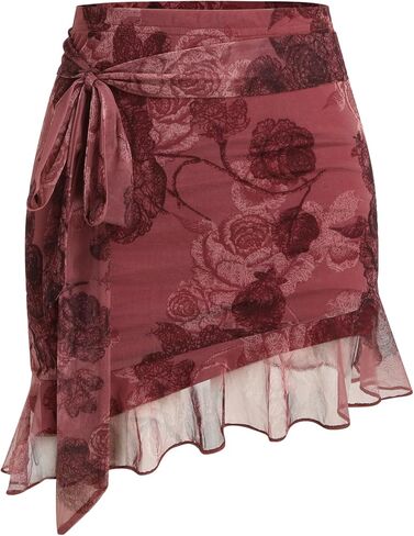 CIDER Chiffon High Waist Floral Knotted Mini Skirt in Saudi Arabia
