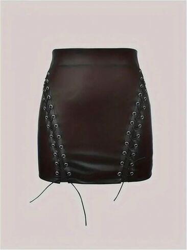 Floerns Women's High Waist Leather Mini Skirt Lace Up Side Night Out Bodycon Skirts in Saudi Arabia