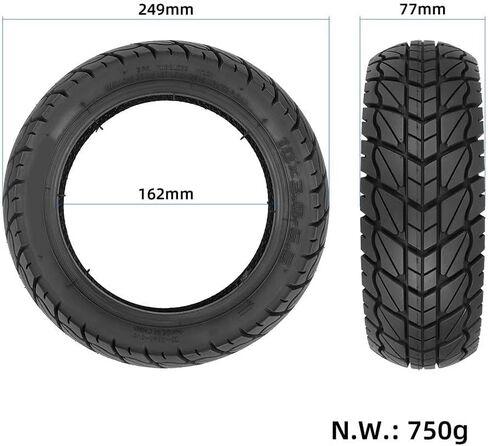 10 Inch 10x3.0-6.5 Off-Road Tubeless Tire for Electric Scooter Replacement Parts Rubber Material Wear Resistant Anti-Deformation Long Lasting Performance Black in Kuwait
