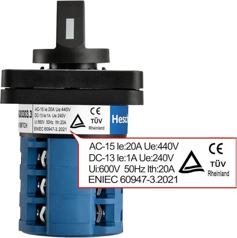 Universal Rotary Cam Selector Changeover Switch SZW26-20/D202.2 660V 20A ON-OFF-ON 3 Position 2 Phase 8 Terminals CE in Saudi Arabia