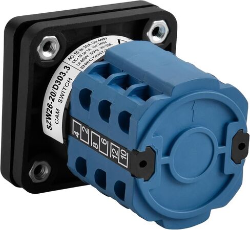Universal Rotary Cam Selector Changeover Switch SZW26-20/D202.2 660V 20A ON-OFF-ON 3 Position 2 Phase 8 Terminals CE in Saudi Arabia