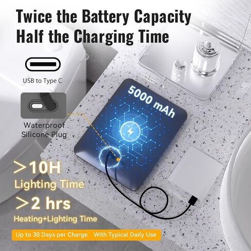 مرآة دش بدون ضباب LED للحلاقة - ضباب ساخن خالية ، 3 أضواء قابلة للذات ، 360 درجة قابلة للتعديل ، قابلة للشحن - مع صينية تخزين ، وحواد حلاقة وحلاقة ، وهدايا للرجال in Saudi Arabia