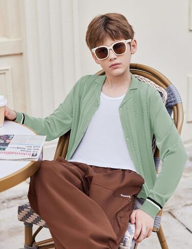 Arshiner Boys School Cardigan Sweater Long Sleeve Button Down Knit Shirts Fall Casual Vintage Shirt for Kids 5-13 Years in Saudi Arabia