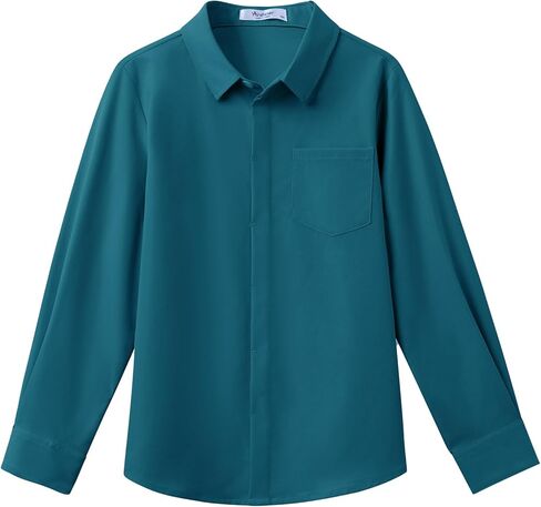 Arshiner Boys Long Sleeve Dress Dress Button Told Button Down Down School School Detory Monitor Derts مع جيب لمدة 5-12 سنوات in Saudi Arabia