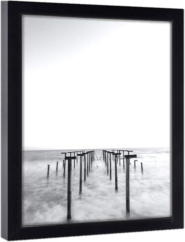 26x46 Black Picture Frames - Ready to Hang Solid Pine Wood Poster Frame - Photo Frame Polished Glass Front Clear Plexiglass Display Photograph - Hanging Hardware Included - Home wall Decor - 26 x 46 in Saudi Arabia