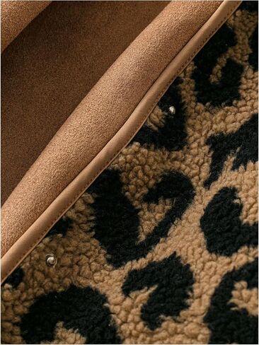 MakeMeChic Women's Y2K Cheetah Print Faux Fur Coat Long Sleeve V Neck Button Down Jackets in Saudi Arabia